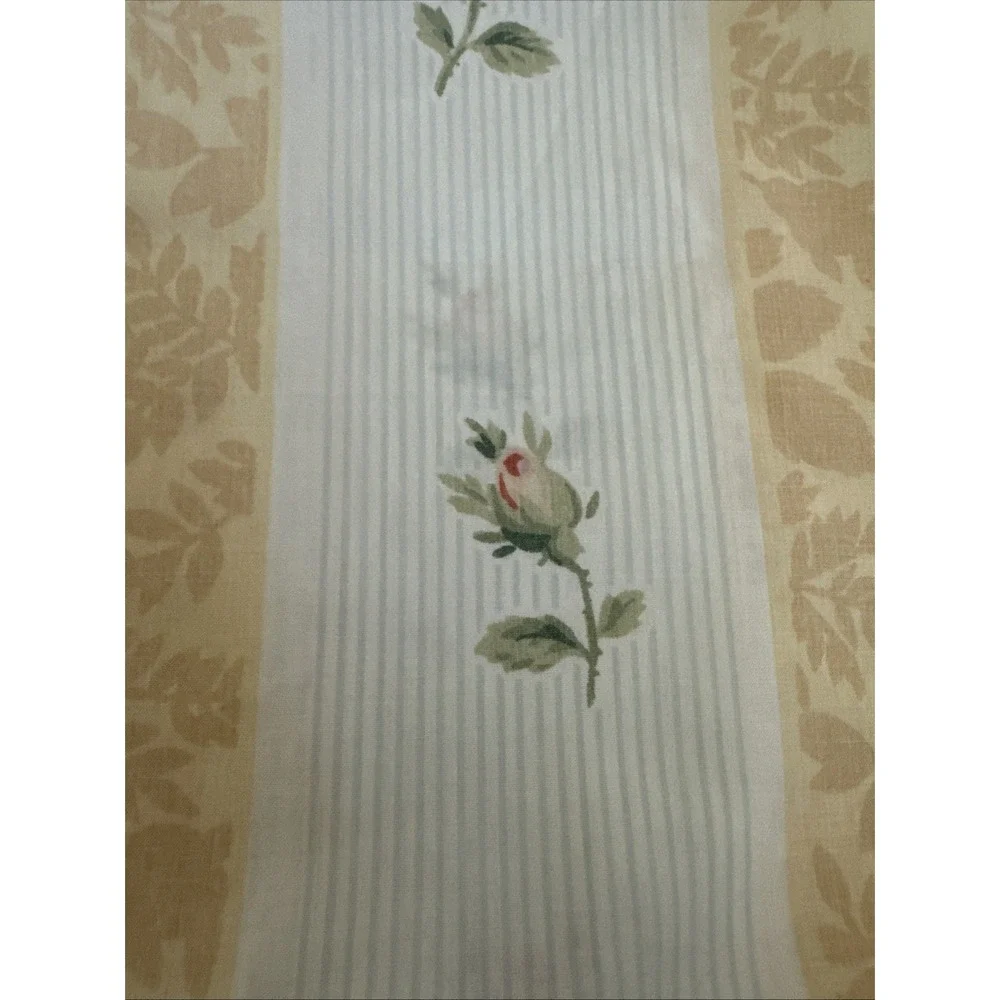 vintage martex KING pillowcase rosebud blue stripes shabby cottage Lace Edge